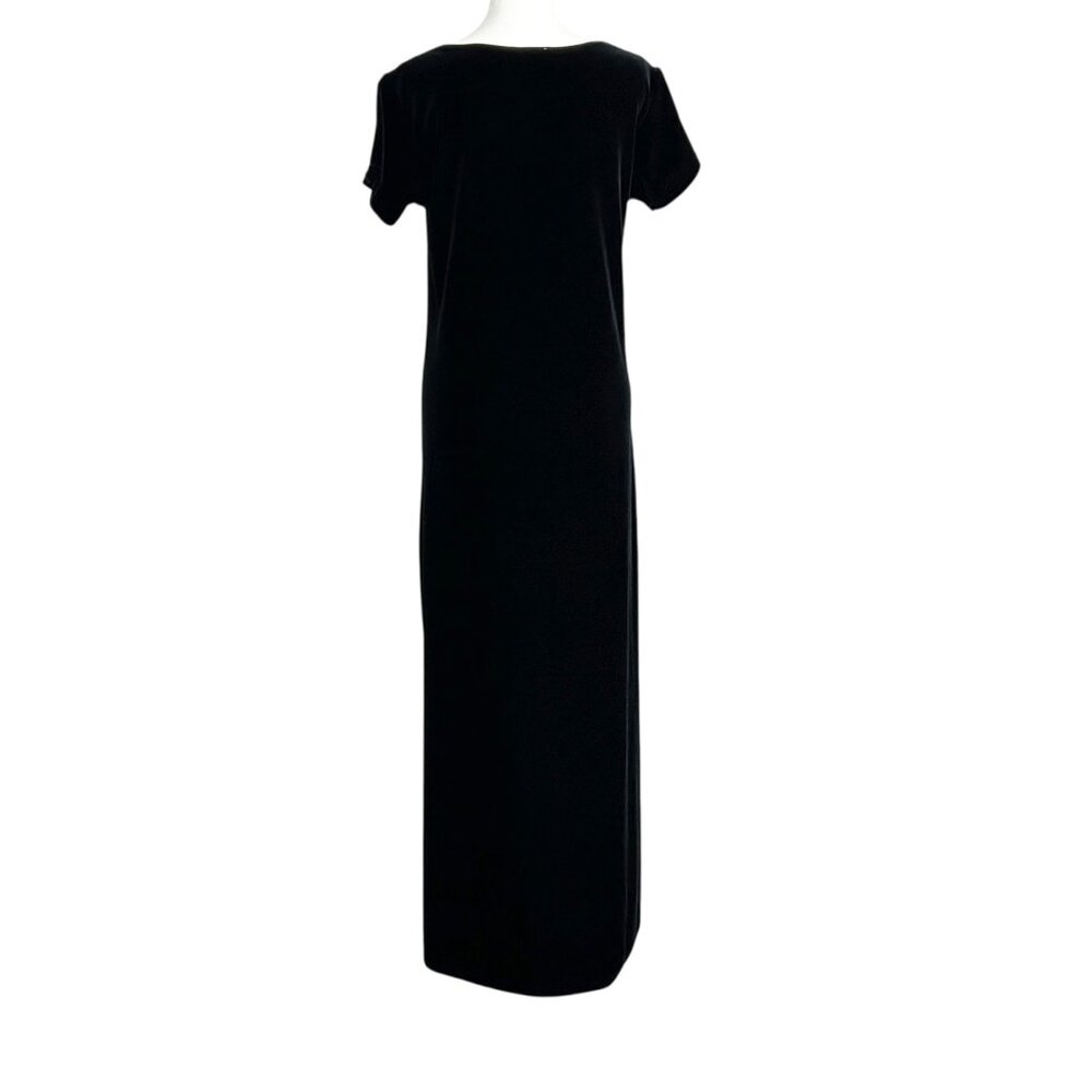 Cassini Vintage Velvet Black Short Sleeve Maxi Dress (M) - Picture 4 of 11